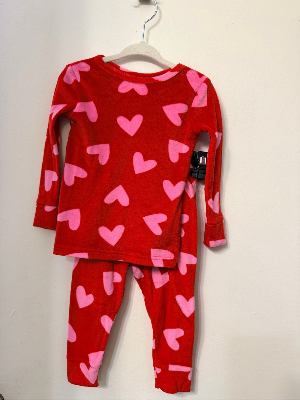 Cat & Jack Red Pajama Set with Pink Hearts